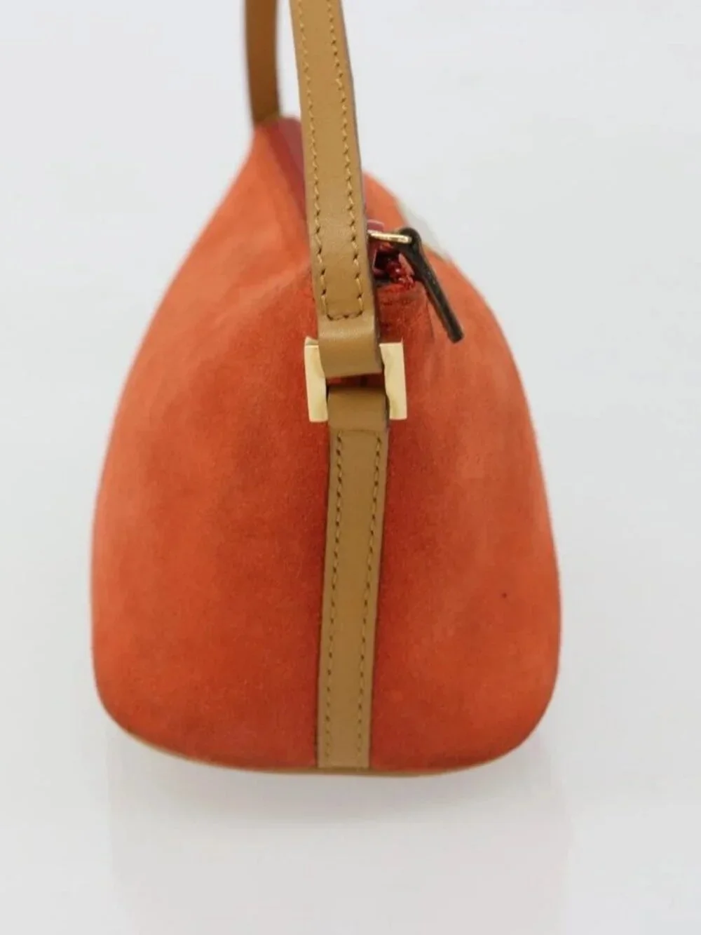 GUCCI Hand Bag Suede Orange Gold 039 1103 Auth BA13451